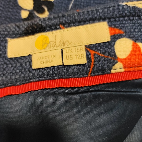 Boden Women's Tweed Lined Skirt Blue Floral US 12 UK 16 - Picture 5 of 5